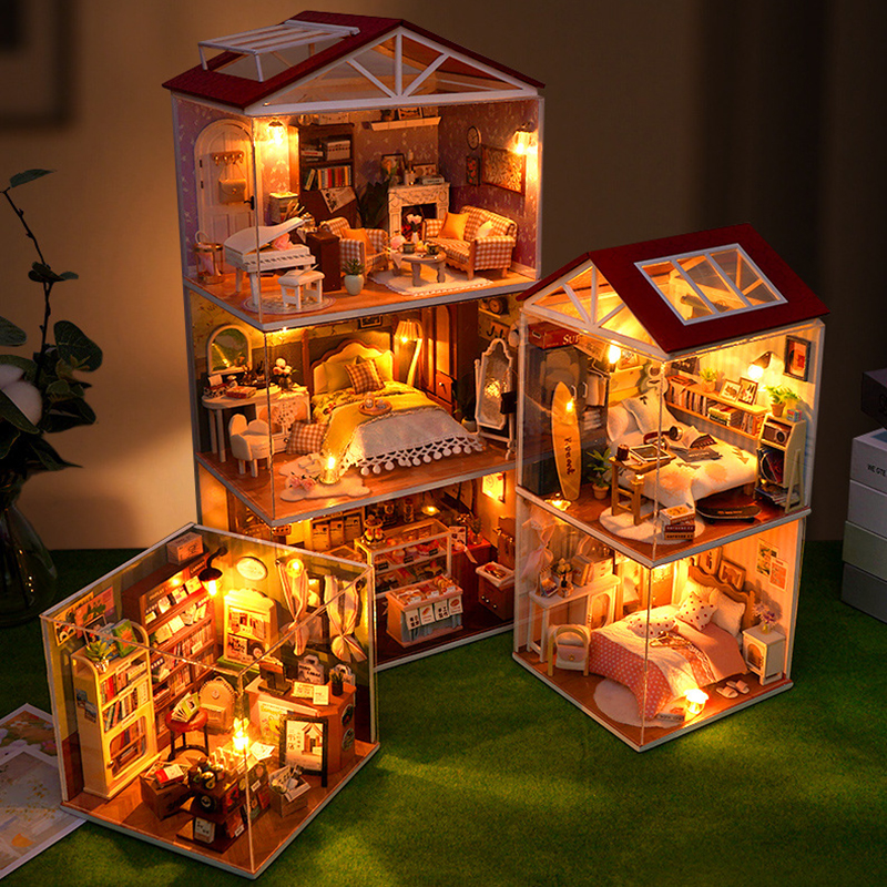DIY Wooden Dollhouse Mini Bedr - Model Kit Walmart avaliação e preço